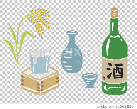 日本酒　レトロなベクターイラスト　セット 83561836