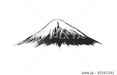 富士山 墨絵 筆絵 筆 水墨画 ベクター イラストのイラスト素材