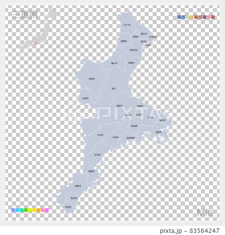 三重県の地図・市町村名 83564247