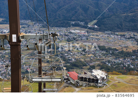 アルペンクワッドリフトからのうさぎ平テラスと白馬村の眺め 八方尾根自然研究路 長野県白馬村 アルペンクワッドリフトからのうさぎ平テラスと白馬村の眺め 八方尾根自然研究路 長野県白馬村 83564695