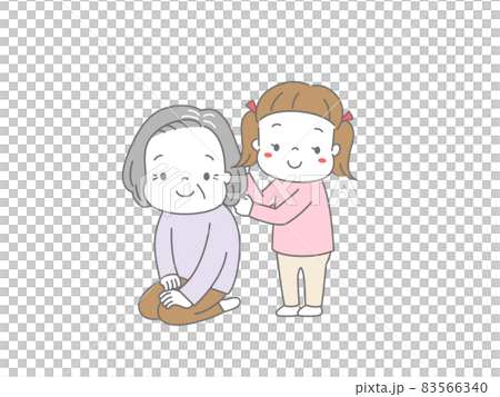女孩拍著奶奶的肩膀 83566340