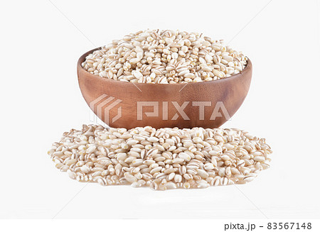 Heap of pearl barley isolated on white 83567148