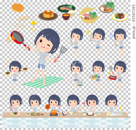 Set of unpaid avatar women for cooking 83567265