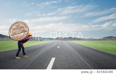 Builder man carry coin 83568386