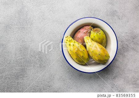 Raw prickly pears. Opuntia or indian fig cactus. 83569355