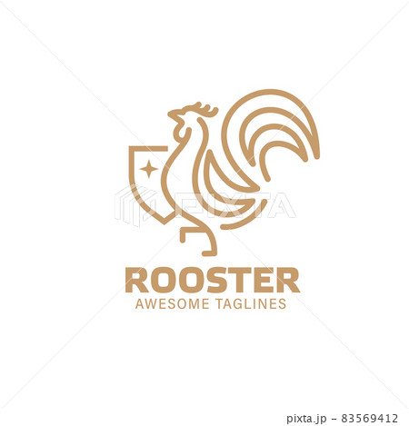 simple outlines Roosters and shield illustration 83569412