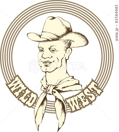 Handsome cowboy and the lettering "Wild West" Handsome cowboy and the lettering "Wild West" 83569985