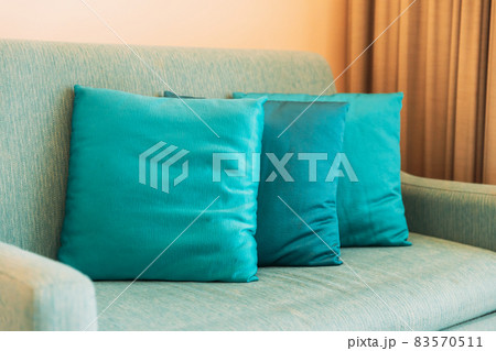 Sofa With Pillow In Room. Upholstered furniture 83570511