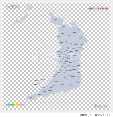 大阪府の地図・Osaka・市町村名 大阪府の地図・Osaka・市町村名 83571047