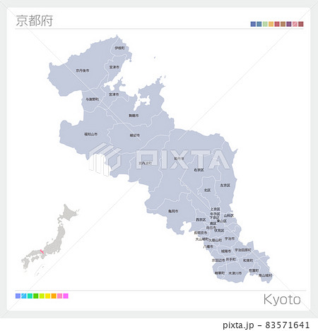 京都府の地図・Kyoto・市町村名
