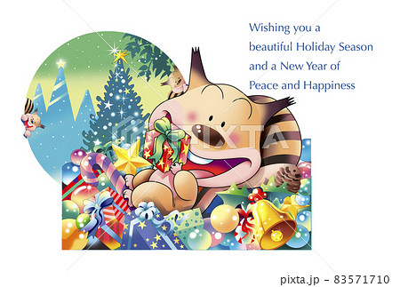 クリスマスカード,リスのクリスマスプレゼントで一杯です 83571710
