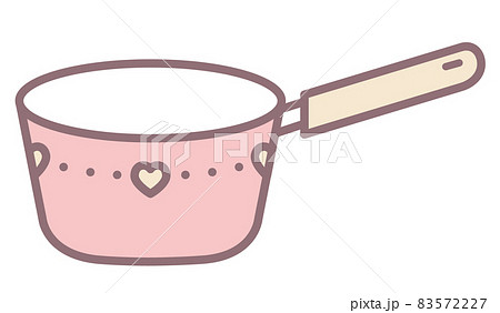 ピンクのかわいい手鍋のイラスト ソースパン ピンクのかわいい手鍋のイラスト ソースパン 83572227