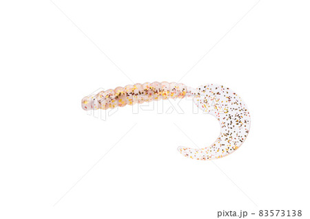 Colored jig head, ready to use bait.The fake worms are made of silicone that are used to hook them.Worm silicone in isolated with clipping path. Colored jig head, ready to use bait.The fake worms are made of silicone that are used to hook them.Worm silicone in isolated with clipping path. 83573138