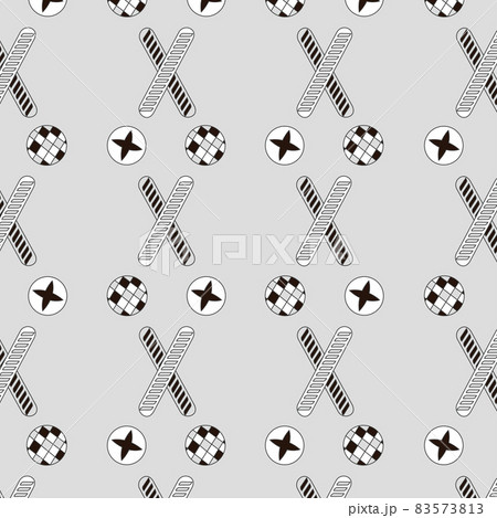 パンのデザインパターン背景素材1 白黒イラスト のイラスト素材