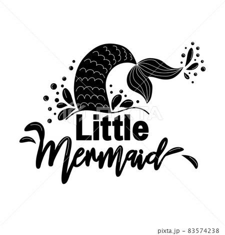 I am a Mermaid. Mermaid tail card with water splashes, stars. Inspirational quote about summer, love and the sea 83574238