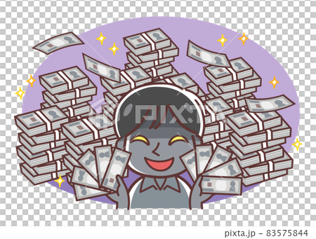 大金を手にしている詐欺師風の男性のイラスト(悪人・札束・笑顔・犯罪) 大金を手にしている詐欺師風の男性のイラスト(悪人・札束・笑顔・犯罪) 83575844