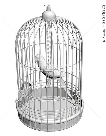 Polygonal parrot in a cage isolated on a white background. Isometric view. 3D. Vector illustration 83576525