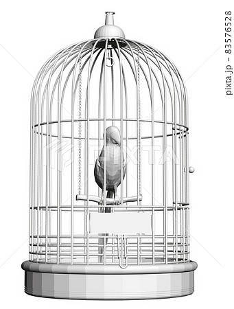 Polygonal parrot in a cage isolated on a white background. Front view. 3D. Vector illustration Polygonal parrot in a cage isolated on a white background. Front view. 3D. Vector illustration 83576528