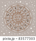 Horoscope circle with sun,moon,star and zodiac signs 83577303