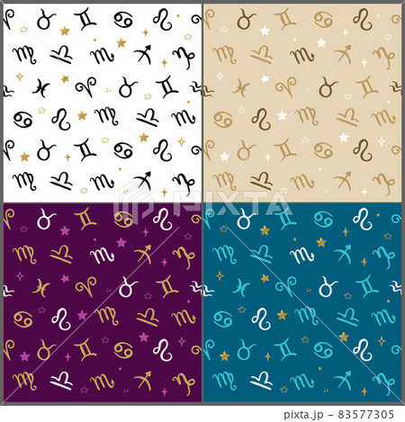 Horoscope symbols seamless pattern with hand drawn Zodiac Signs 83577305