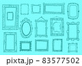Vintage photo frame in doodle style. Vector hand drawn set with picture frames 83577502