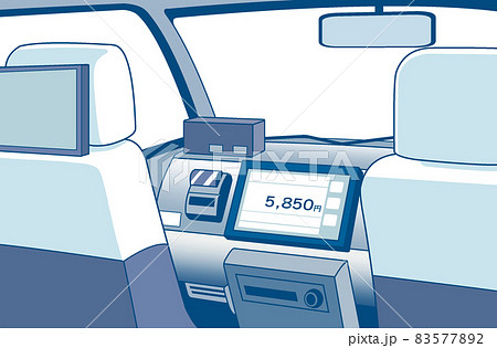 後部座席から見たタクシー車内のイラスト（シート、メーター） 83577892