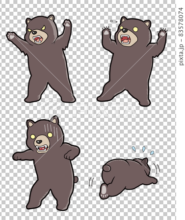 【動物・獣】熊(クマ)のイラスト4点セット【威嚇・驚く・怖気付く、退散する】 【動物・獣】熊(クマ)のイラスト4点セット【威嚇・驚く・怖気付く、退散する】 83578074