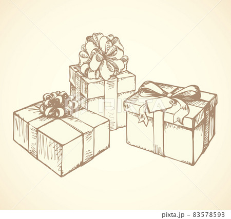 Box with gift. Vector drawing Box with gift. Vector drawing 83578593