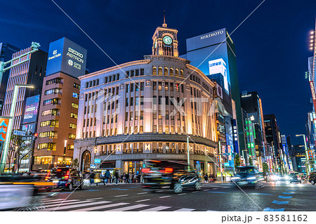 日本の東京都市景観 時短解除後初の週末…銀座は多くの人出…＝10月30日 83581162
