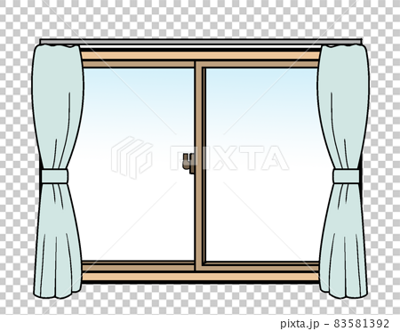 窓とカーテン ガラス 住宅 部屋 日差し 眺め 物件 家 のイラスト素材