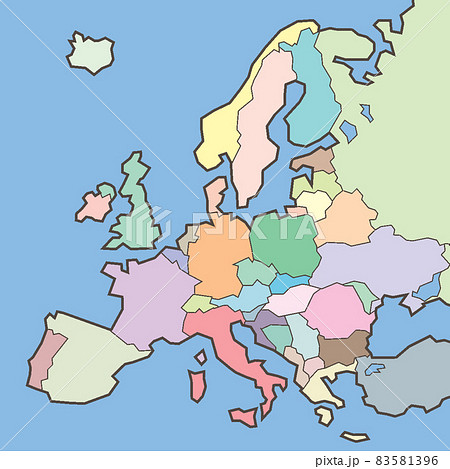ヨーロッパ 欧州 のシンプルな地図 世界 国際関係 国家 のイラスト素材