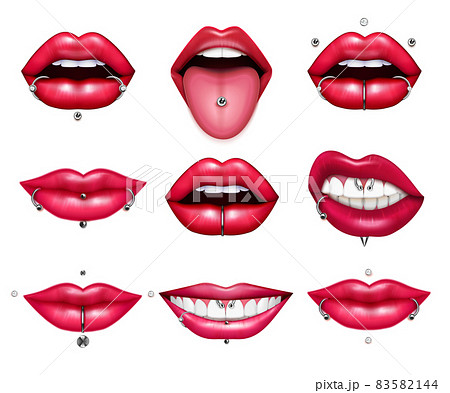 Lips Piercing Setのイラスト素材 5144