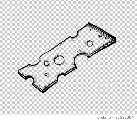 Ink sketch of swiss cheese slice 83582304