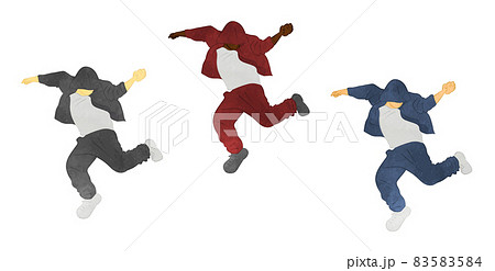 HIPHOPダンスジャンピングする男性イラスト 83583584