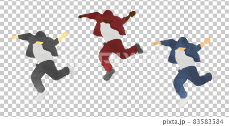 HIPHOPダンスジャンピングする男性イラスト 83583584
