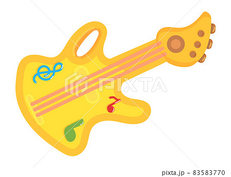 Toy Guitar Yellow Cartoon Electric Music のイラスト素材 5770