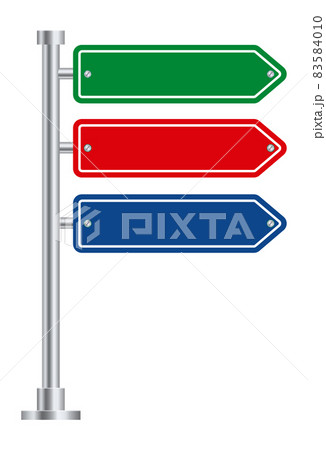 Roadpost. Pointing road sign. Blank arrows signpost Roadpost. Pointing road sign. Blank arrows signpost 83584010