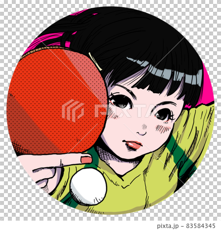 卓球女子アイコンのイラスト素材 卓球女子アイコンのイラスト素材