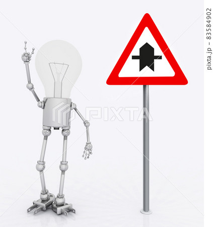 Light bulb figure and priority road sign Light bulb figure and priority road sign 83584902