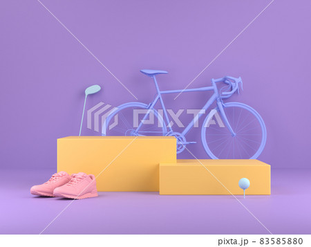 Podiums for product show with colorful of sport equipment.  83585880