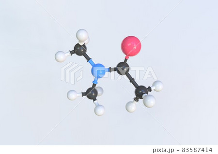 Molecule of n,n-dimethylacetamide, isolated molecular model. 3D rendering 83587414