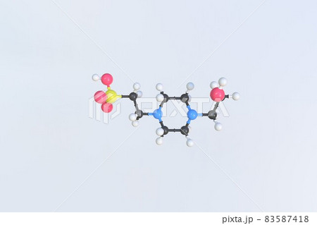 Hepes molecule made with balls, scientific molecular model. 3D rendering 83587418