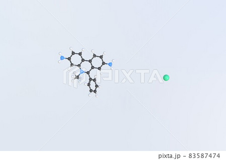 Ethidium bromide molecule, isolated molecular model. 3D rendering 83587474