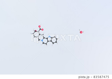 Yohimbinic acid monohydrate molecule, isolated molecular model. 3D rendering 83587475