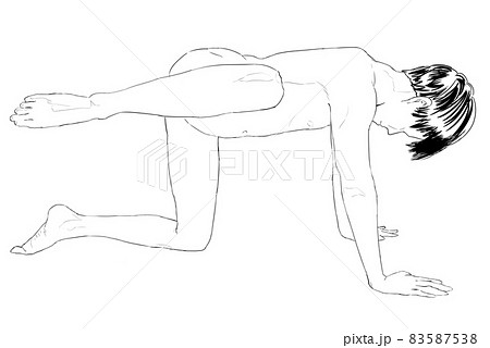 よつんばいになる男性のモノクロイラスト2. よつんばいになる男性のモノクロイラスト2. 83587538