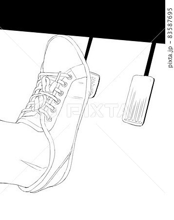 ブレーキペダルを踏む足のイラスト1のイラスト素材