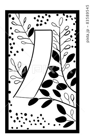 花札のイラスト モノクロ白黒 線画 バラ単枚 7月萩の短冊 日本のカードゲームのイラスト素材 5545