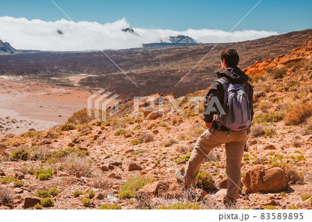 sport man on top of mountain. Tenerife Canary 83589895