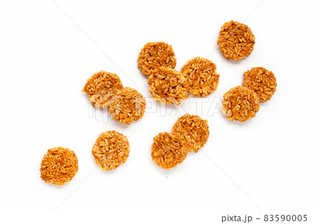 Rice cracker with coconut palm sugar on white 83590005