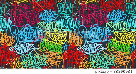 Colorful Seamless Abstract Hip Hop Street Art Graffiti Style Urban Calligraphy Vector Illustration Background Art Colorful Seamless Abstract Hip Hop Street Art Graffiti Style Urban Calligraphy Vector Illustration Background Art 83590931